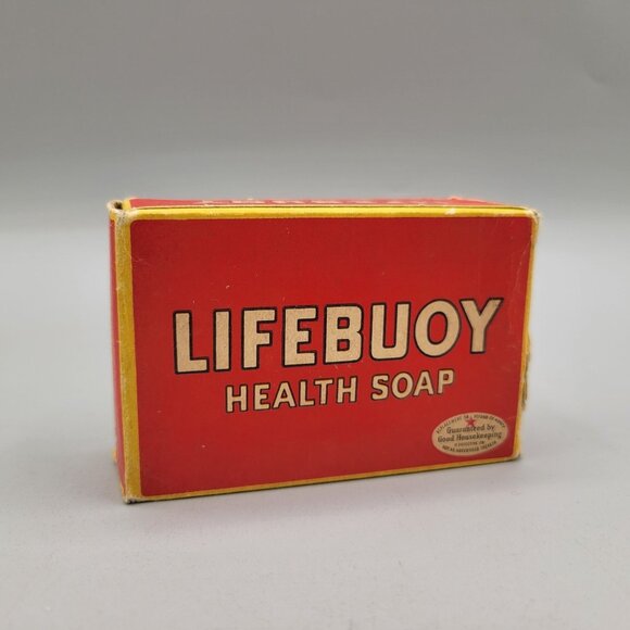 1940s Lifebuoy Health Soap Red Bar In Original Box Bathroom Decor - Picture 1 of 6